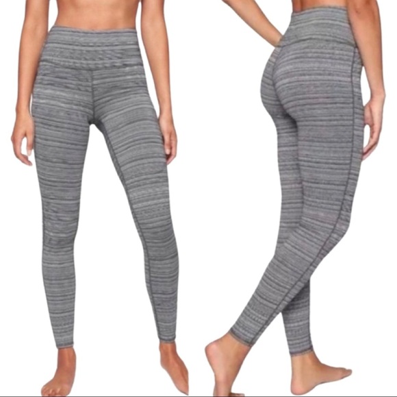 Athleta Pants - ATHLETA Jacquard Chaturanga Athletic Tight Legging Grey Style# 455973-00